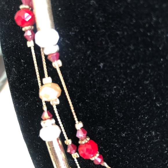 1990s NECKLACE THREE STRANDS AB CRYSTALS WITH PAIRED BRACELET AND EARRINGS - Picture 5 of 16